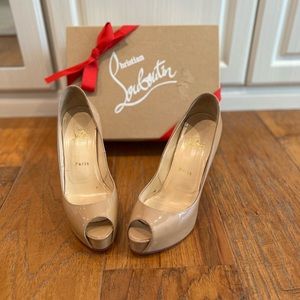 Christian Louboutin Prive Open Toe Pump in Nude
